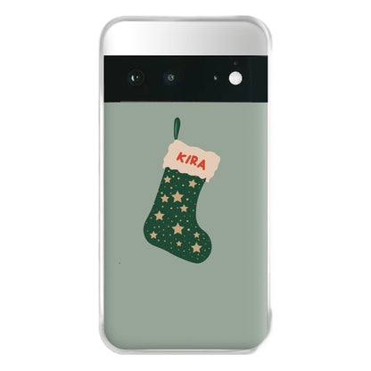 Green Stocking - Personalised Christmas Phone Case for Google Pixel 6a