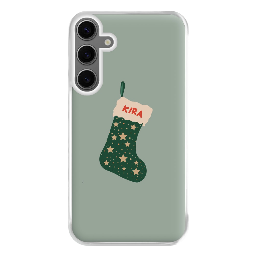 Green Stocking - Personalised Christmas Phone Case for Galaxy S24FE