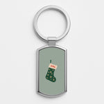 Green Stocking - Personalised Christmas Silver Keyring