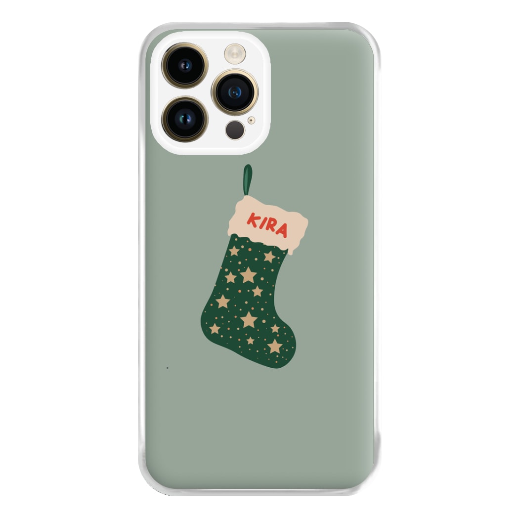 Green Stocking - Personalised Christmas Phone Case for iPhone 14 Pro Max