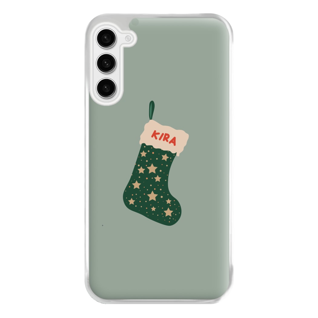 Green Stocking - Personalised Christmas Phone Case for Galaxy S23FE