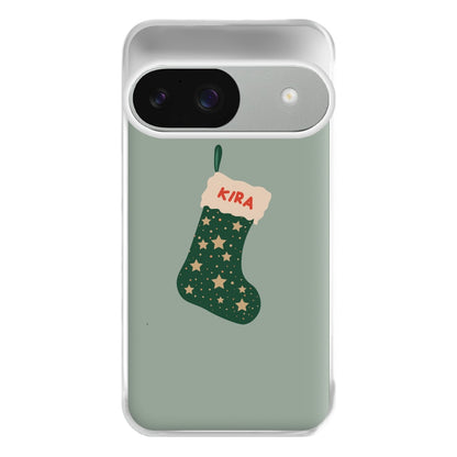 Green Stocking - Personalised Christmas Phone Case for Google Pixel 9 / 9 Pro