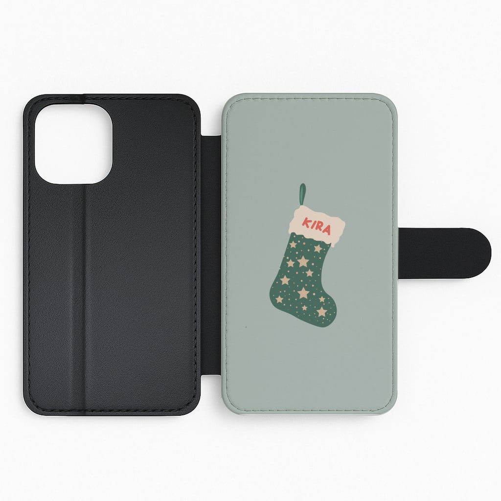 Green Stocking - Personalised Christmas Flip Phone Case