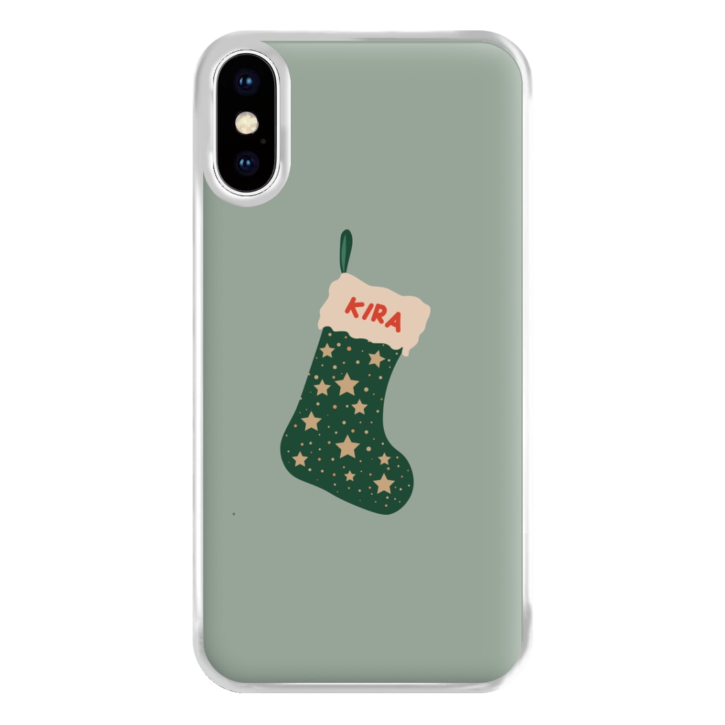 Green Stocking - Personalised Christmas Phone Case for iPhone XS Max