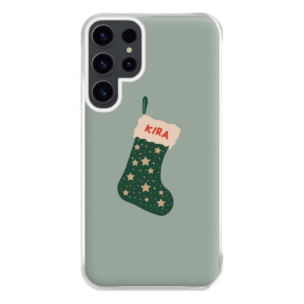 Green Stocking - Personalised Christmas Phone Case for Galaxy S23 Ultra