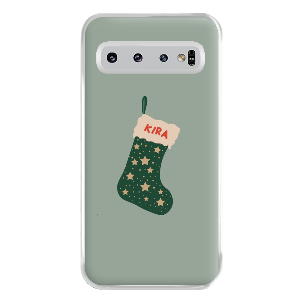 Green Stocking - Personalised Christmas Phone Case for Galaxy S10 Plus