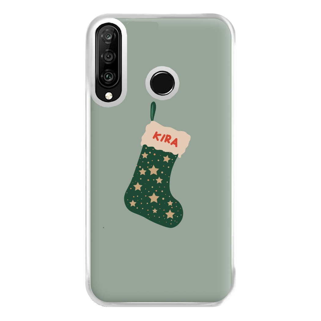 Green Stocking - Personalised Christmas Phone Case for Huawei P30 Lite