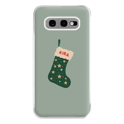 Green Stocking - Personalised Christmas Phone Case for Galaxy S10e