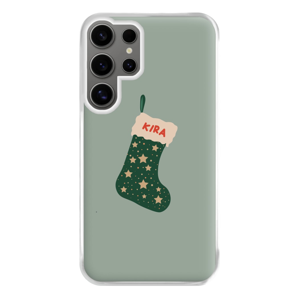 Green Stocking - Personalised Christmas Phone Case for Galaxy S24 Ultra