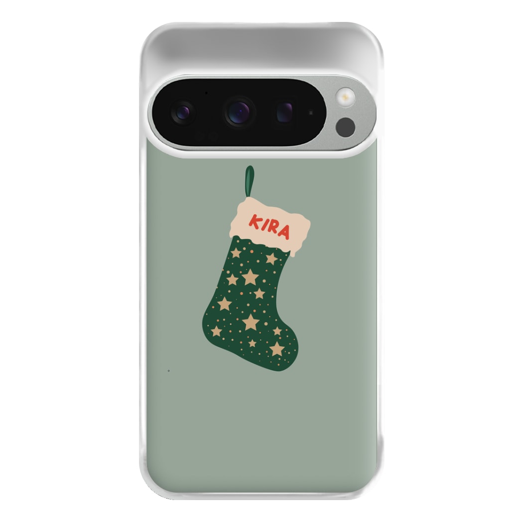 Green Stocking - Personalised Christmas Phone Case for Google Pixel 9 Pro XL