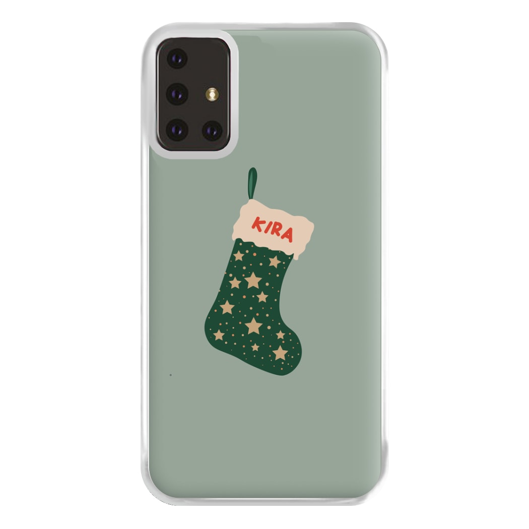 Green Stocking - Personalised Christmas Phone Case for Galaxy A71