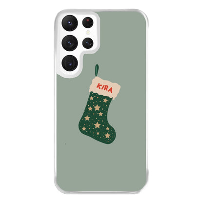 Green Stocking - Personalised Christmas Phone Case for Galaxy S22 Ultra