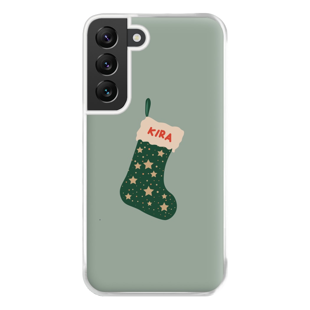 Green Stocking - Personalised Christmas Phone Case for Galaxy S22 Plus