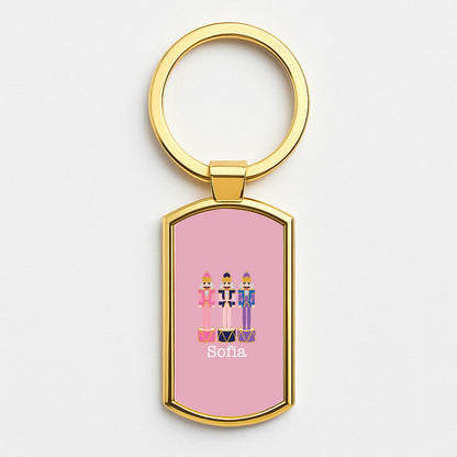 Nutcracker - Personalised Christmas Gold Keyring