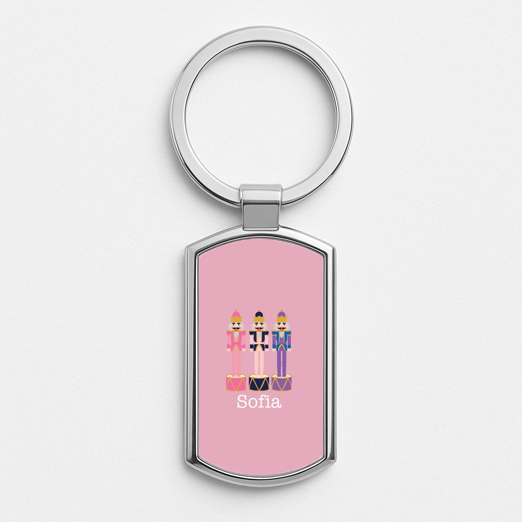 Nutcracker - Personalised Christmas Silver Keyring