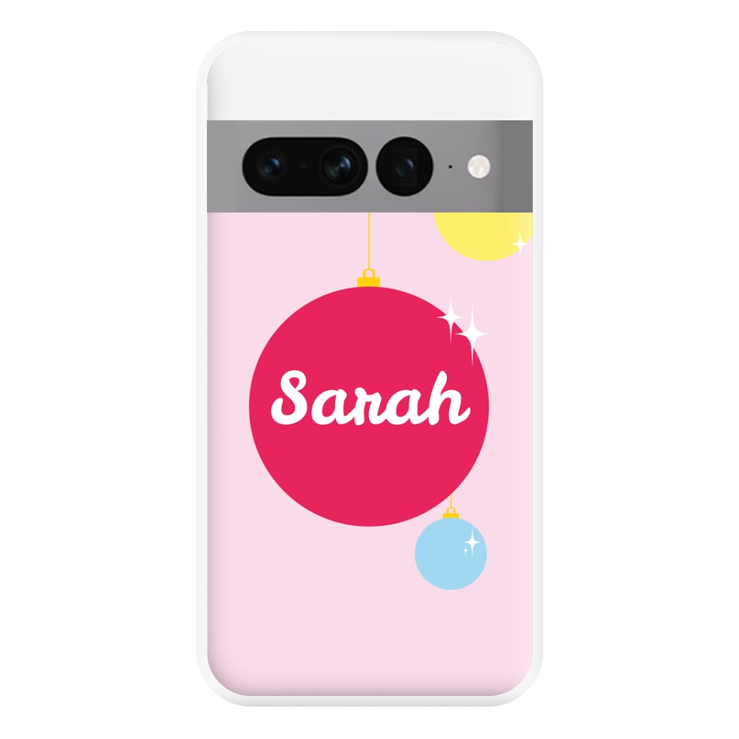 Baubles - Personalised Christmas Phone Case for Google Pixel 7 Pro