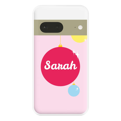 Baubles - Personalised Christmas Phone Case for Google Pixel 7a