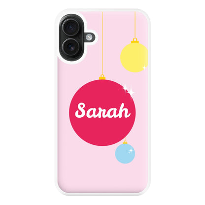 Baubles - Personalised Christmas Phone Case for iPhone 16 Plus