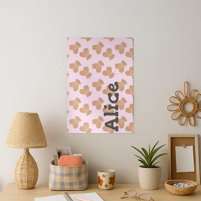 Teddy Bear Pattern - Personalised Christmas Art Print