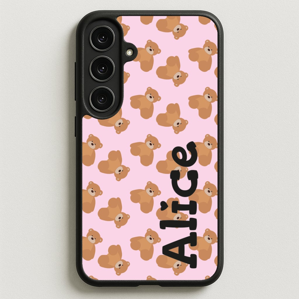 Teddy Bear Pattern - Personalised Christmas Phone Case for Galaxy S25FE