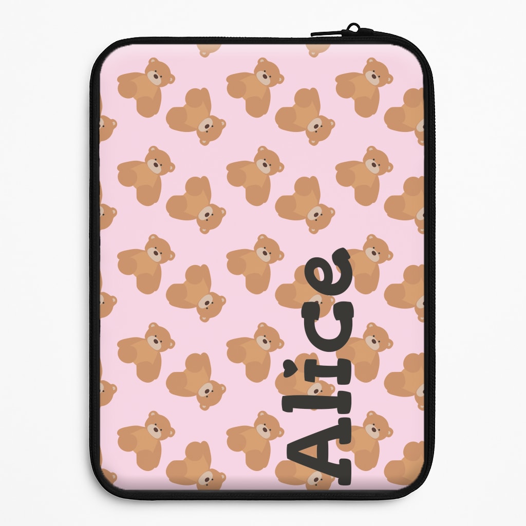 Teddy Bear Pattern - Personalised Christmas Laptop Sleeve