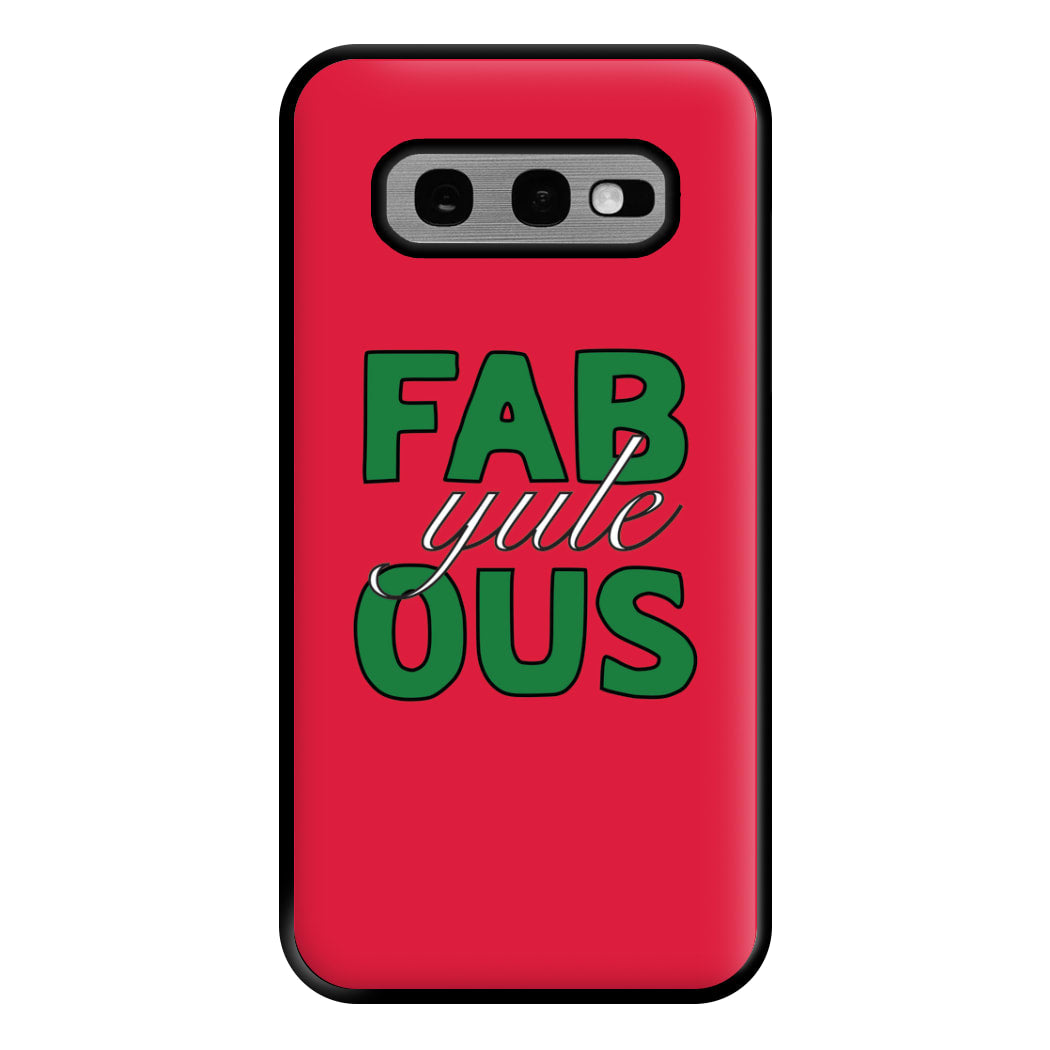 Fab-Yule-Ous Red - Christmas Puns Phone Case for Galaxy S10e