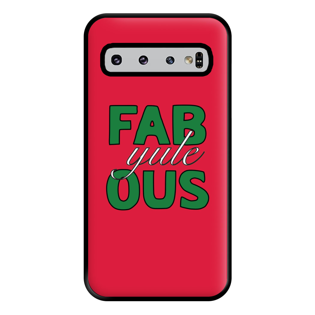 Fab-Yule-Ous Red - Christmas Puns Phone Case for Galaxy S10 Plus