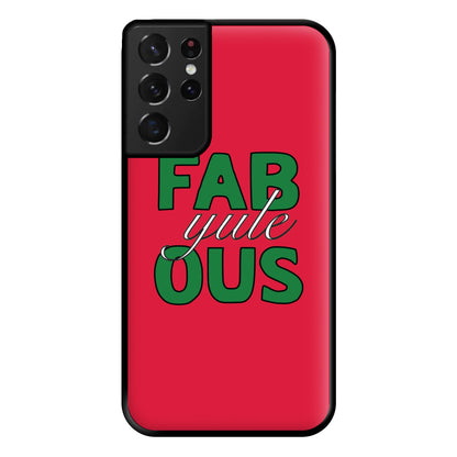 Fab-Yule-Ous Red - Christmas Puns Phone Case for Galaxy S21 Ultra