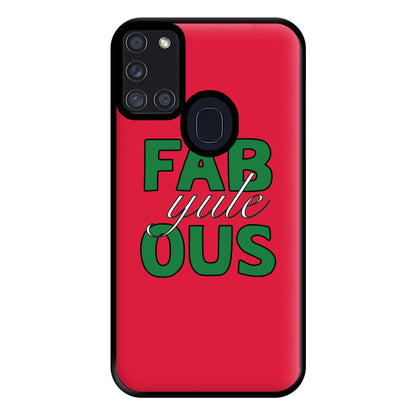 Fab-Yule-Ous Red - Christmas Puns Phone Case for Galaxy A21s