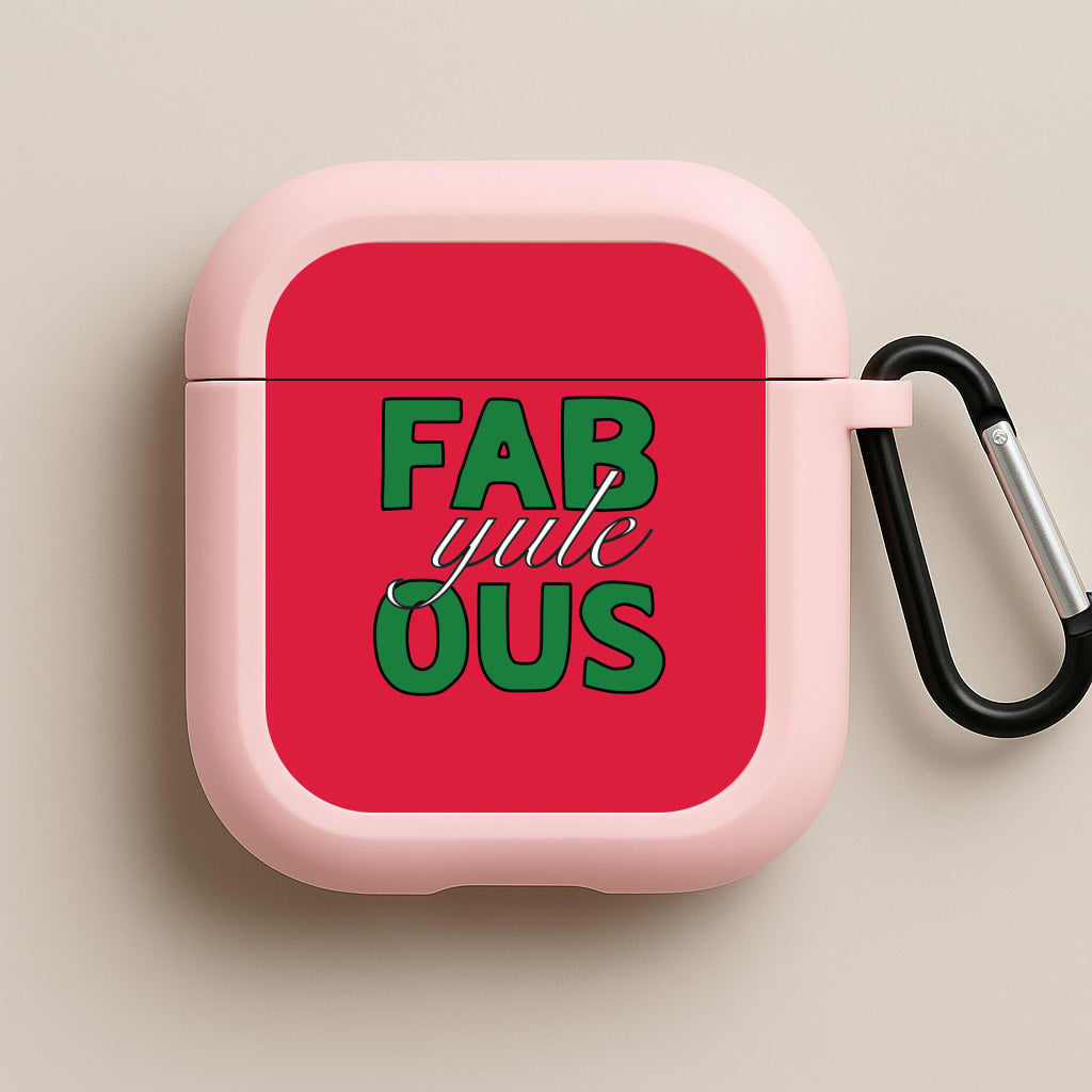 Fab-Yule-Ous Red - Christmas Puns Pink AirPods Case
