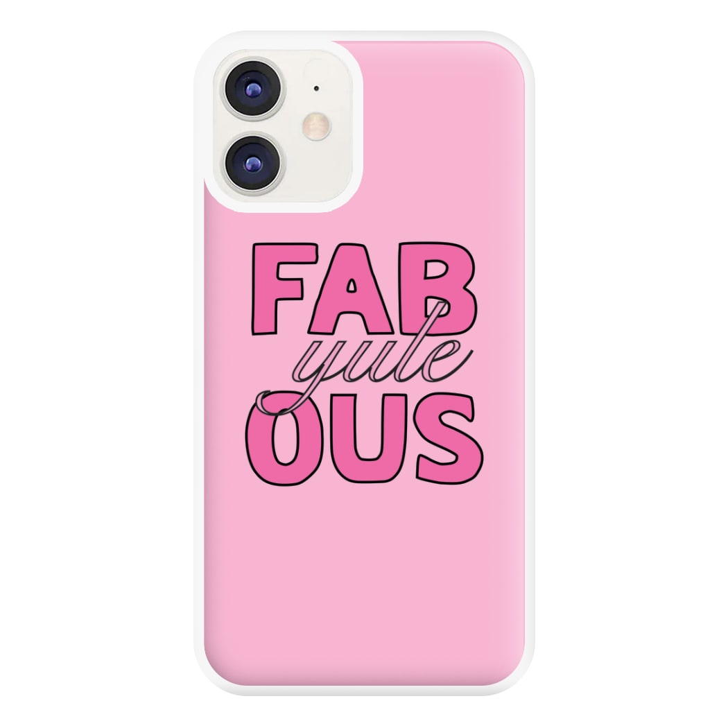 Fab-Yule-Ous Pink - Christmas Puns Phone Case for iPhone 12 / 12 Pro