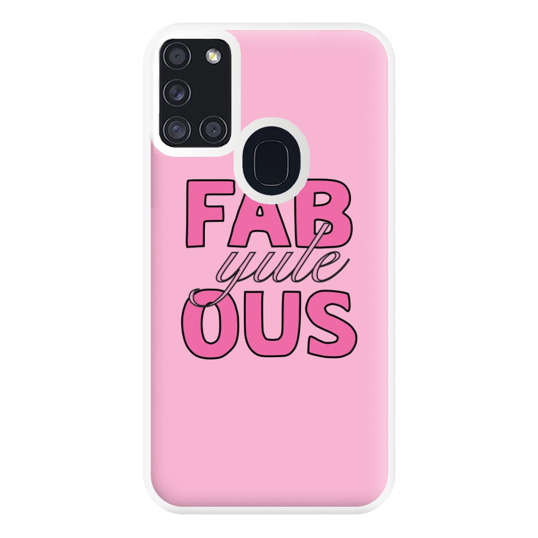 Fab-Yule-Ous Pink - Christmas Puns Phone Case for Galaxy A21s