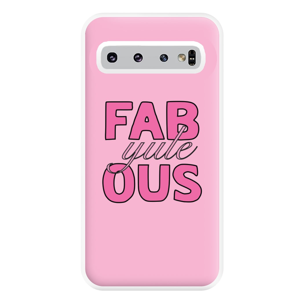 Fab-Yule-Ous Pink - Christmas Puns Phone Case for Galaxy S10 Plus