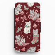 Festive Tabby Kittens Flip / Wallet Phone Case 1