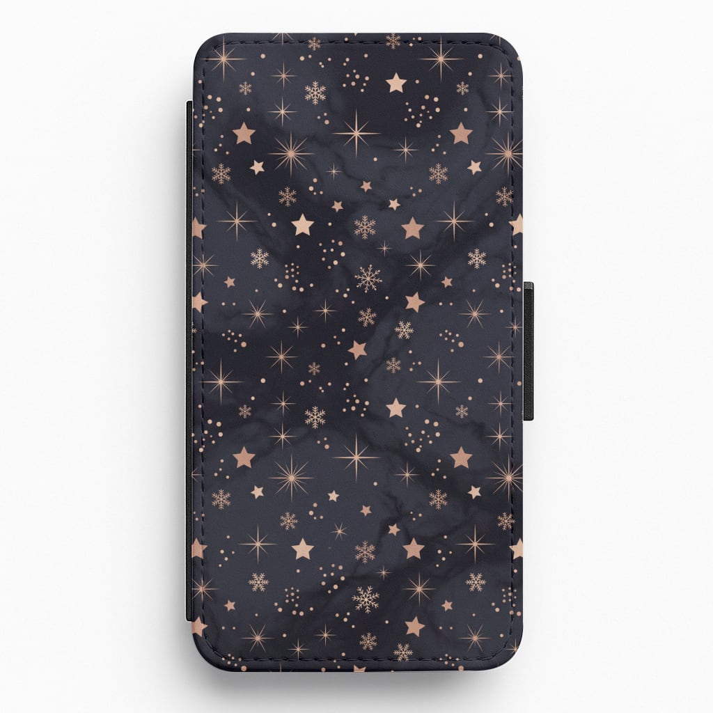 Midnight Frost Stars Flip / Wallet Phone Case