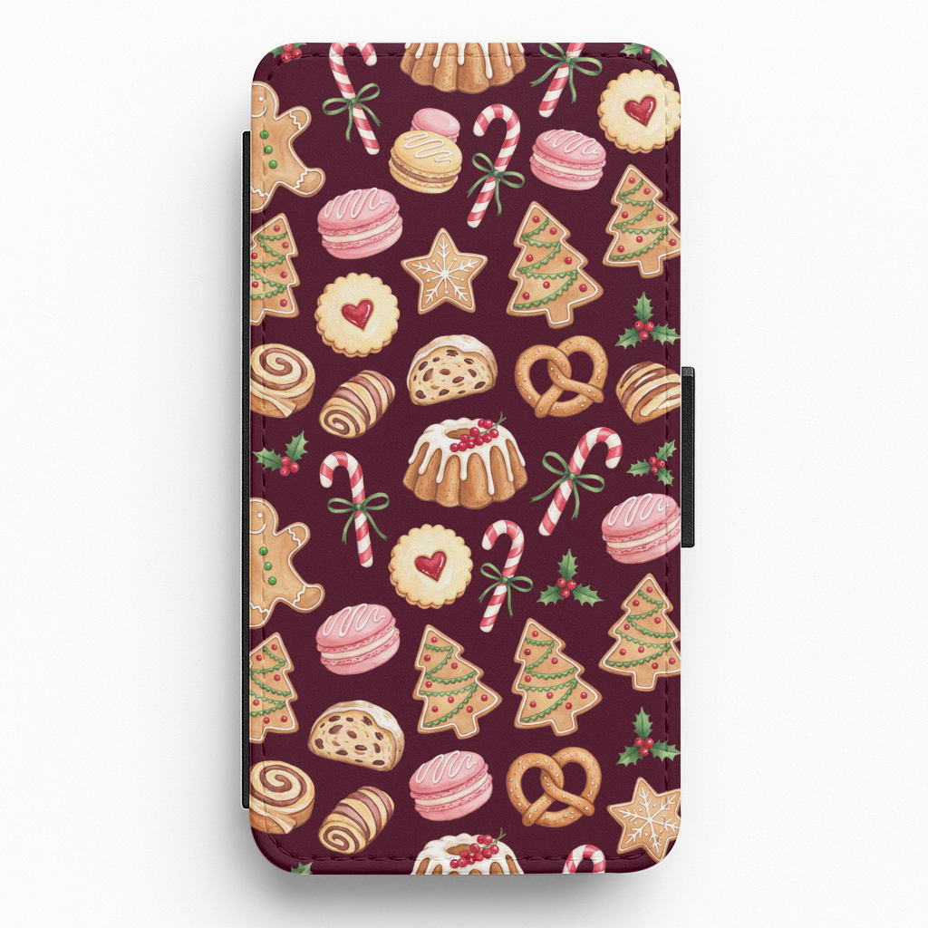 Christmas Bakery Burgundy Flip / Wallet Phone Case