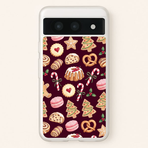 Christmas Bakery Burgundy Phone Case - Google Pixel 8a / Standard