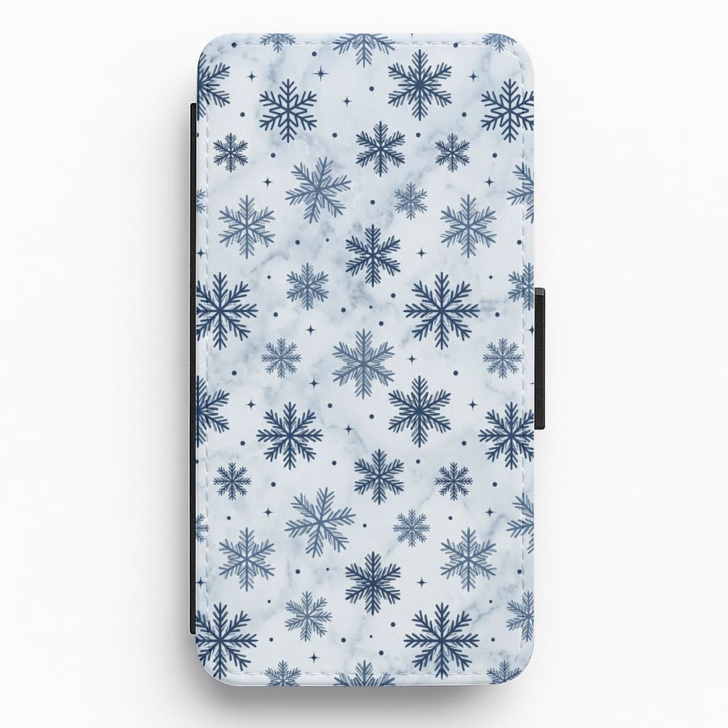 Frosted Blue Snowfall Flip / Wallet Phone Case