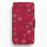 Golden Snowfall Crimson Flip / Wallet Phone Case 1
