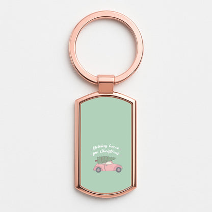 Driving Home For Christmas - Christmas Songs Rose Gold Keyring