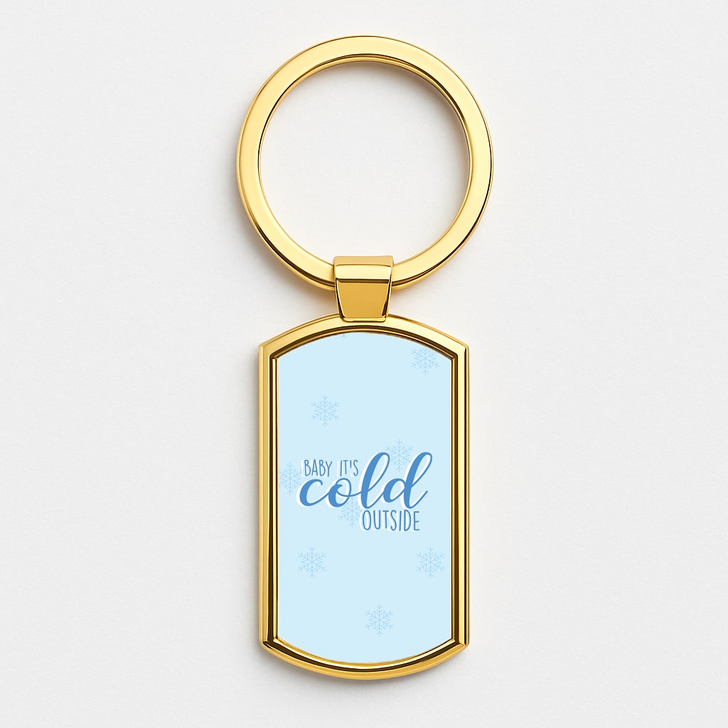 Baby It's Cold Outside - Christmas Songs Gold Keyring