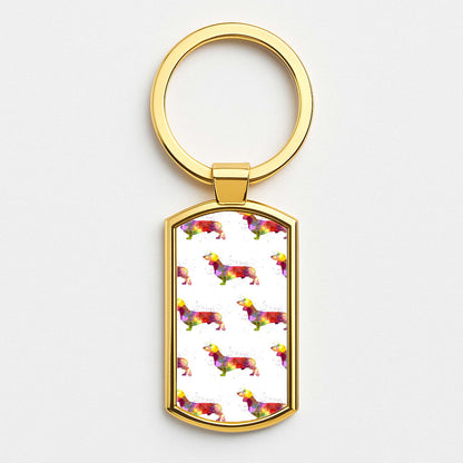 Watercolour Dachshund Gold Keyring