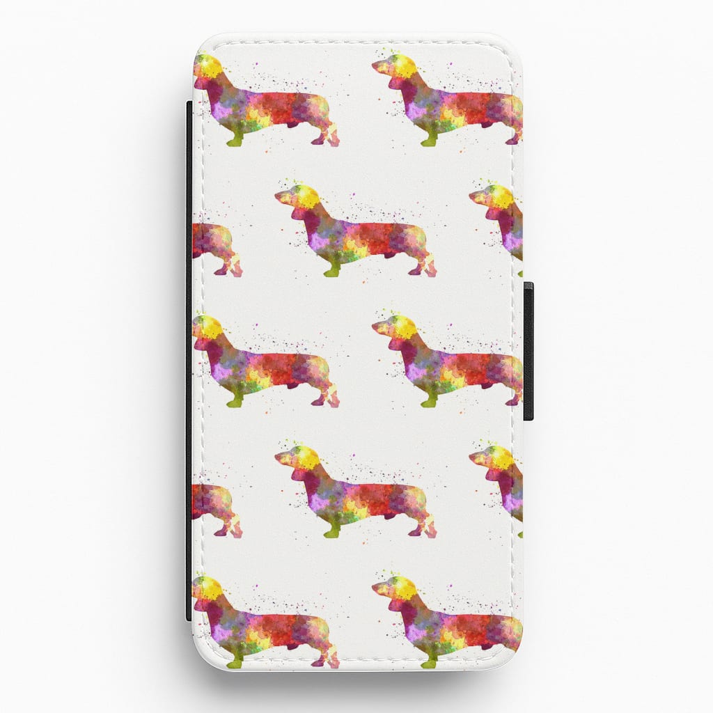 Watercolour Dachshund Flip / Wallet Phone Case