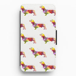 Watercolour Dachshund Flip / Wallet Phone Case