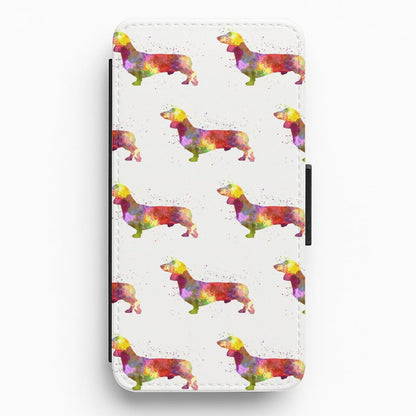 Watercolour Dachshund Flip / Wallet Phone Case
