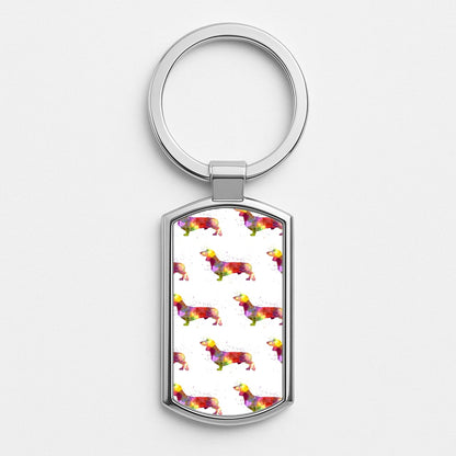 Watercolour Dachshund Silver Keyring