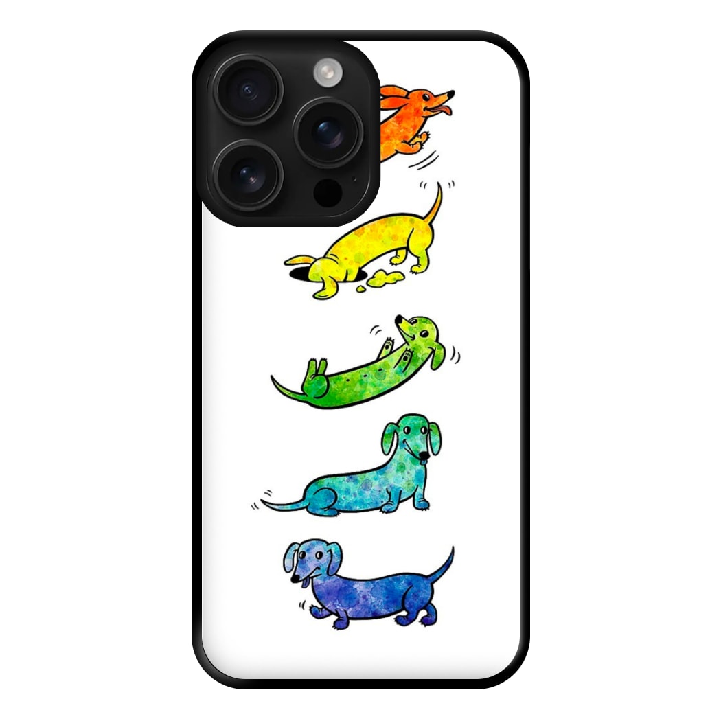 Watercolor Rainbow Dachshunds Phone Case