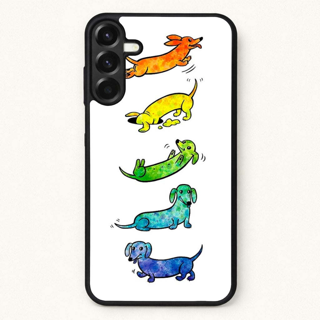 Watercolor Rainbow Dachshunds Phone Case for Galaxy A57
