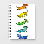 Watercolor Rainbow Dachshunds Notebook - Fun Cases