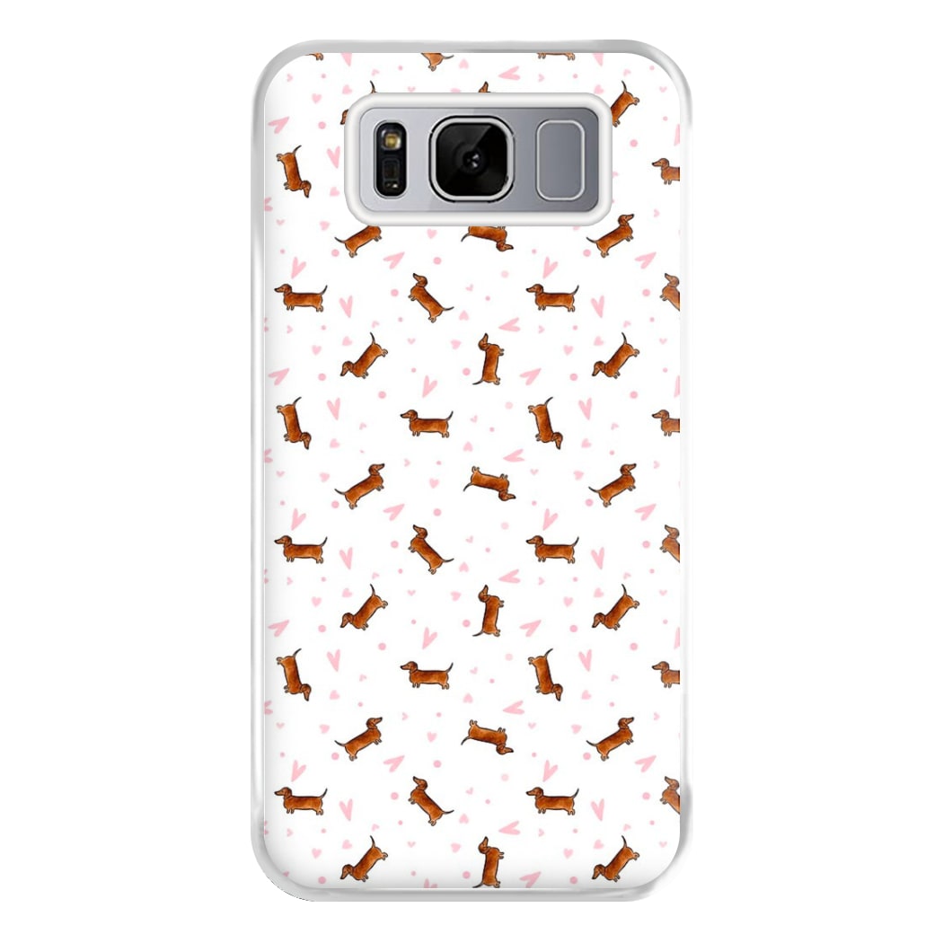 Dachshund Pattern - White Phone Case for Galaxy S8 Plus